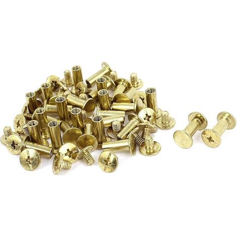 Binding Screws 5 x 12 mm Brass Plated Rivet Binding Screws Post for Scrapbook Leather Albums (1/2)