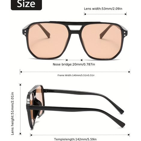 Ces lunettes à double pont, carrées et à monture transparente sont ornées de rivets et sont à la mode et tendance, convenant aussi bien aux hommes qu'aux femmes, avec un fort style Instagram. (1/3)