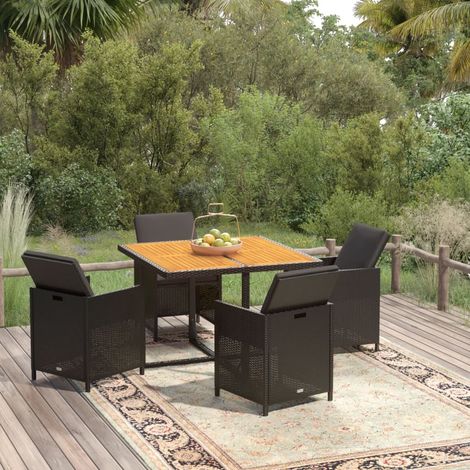 vidaXL Set da Pranzo da Giardino 5 pz con Cuscini in Polyrattan