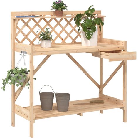 Pflanztisch mit Rankgitter Massivholz Tanne