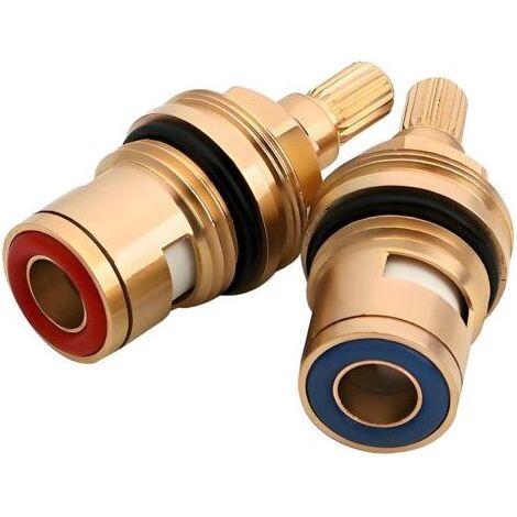 2 Pièces Tête a Disques Céramique 1/2" Cartouches Robinet Tete de Robinet a Disques Vannes de Remplacement Laiton pour Cusine Salle de Bain (2) (1/5)