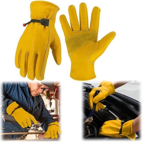 Gants de jardinage résistants 1 paire 24 x 11,5 cm - anti-coupure, jaunes (1/5)