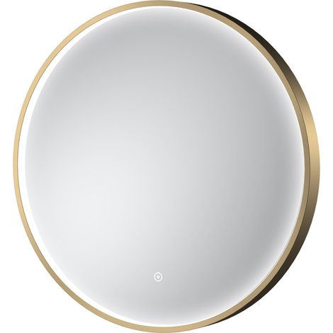 Hudson Reed Mensa Brushed Brass Inset Framed LED Touch Sensor Bathroom Mirror 600mm H x 600mm W
