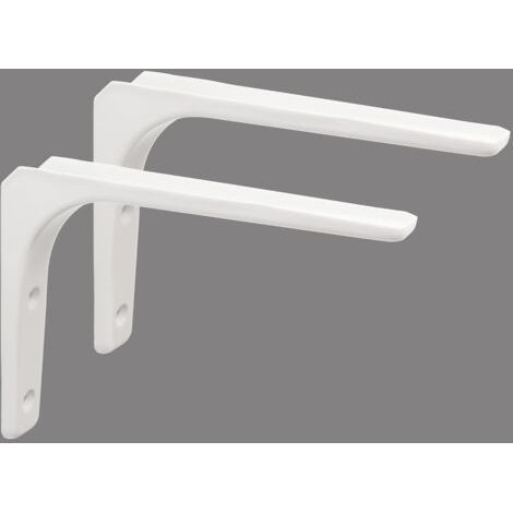 Support d'étagère Support d'angle Support d'angle Support d'étagère Tenture murale 200 mm 150 mm, Finition en métal blanc brillant, 2 pièces (1/5)
