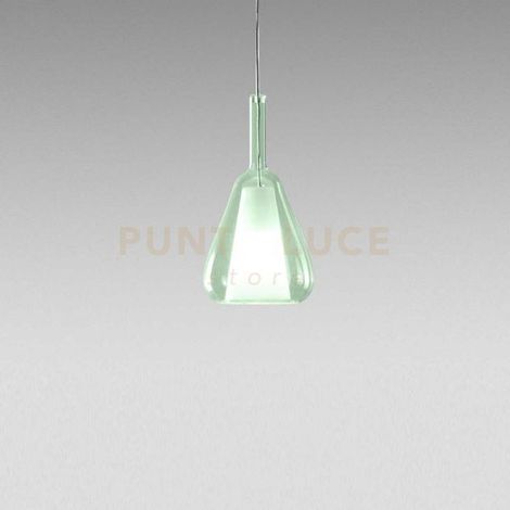 OFELIA S/11 MINI -  VETRO VERDE-TRASPARENTE E PORTALAMPADA BIANCO ATTACCO G9 CAVO TRASPARENTE SENZA BASE DI ATTACCO D.14CM H.26,7CM