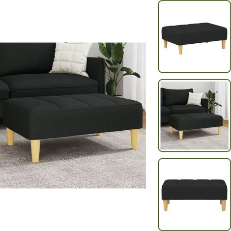Fußhocker Schwarz 77x55x31 cm Stoff - Sitzsack - Hocker - Fußablage - Wohnzimmer Dekoration - Schwarz (1/5)