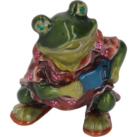 Coffret à bijoux grenouille peint à la main, boîte de rangement en métal décorative de table, cadeau élégant et coloré pour porte-bijoux. (1/5)