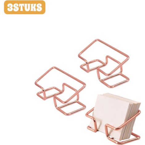 3 pièces - Porte-cartes - Design minimaliste en métal - Idéal pour les bureaux et les espaces de travail - Accessoires de bureau contemporains - Plateau pour cartes, présentation et rangement - Or ros (1/5)