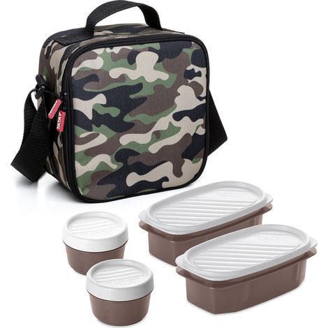 Tatay Urban Food Casual, Borsa Termica Porta Pranzo, 3L Capacità, con 4 Contenitori Alimentari, 2 x 0.5 L, 2 x 0.2 L, senza BPA, Verde (Camuffare), 22.5 x 10 x 22 cm (1/5)