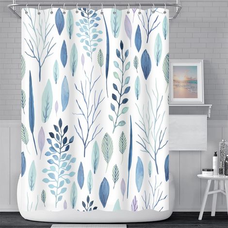 Rideau de douche à motifs floraux, à feuilles et à plantes tropicales, 120 x 180 cm