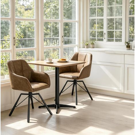 Drehbarer Esszimmerstuhl mit Armlehnen 2er-Set Braun OKMYHOME (1/5)