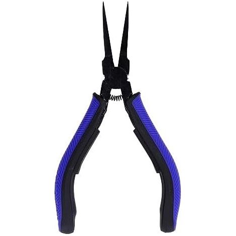 Flat Nose Pliers, Long Reach Needle Nose Pliers, Carbon Steel Jaw, TPR Handle, Jewelry Making Pliers, Long Nose Flat Pliers Tool for DIY Electronics