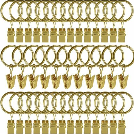 30 Pièces Anneaux de Rideau avec Pince, Antirouille Anneaux Rideaux, Crochets de Rideau en Métal, Anneau de Tringle à Rideau pour Rideaux de Douche et de Fenêtre(3.538MM) (1/4)