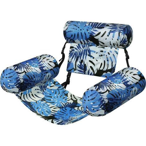 Fauteuil gonflable pour les activités aquatiques estivales - ergonomique, pliable et recouvert de tissu, facile à gonfler et à emporter partout. Blu (1/5)