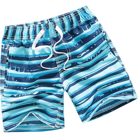 Short de bain enfant imprimé avec 3 poches et cordon de serrage, séchage rapide, bleu ciel, taille 3-4 ans (1/5)