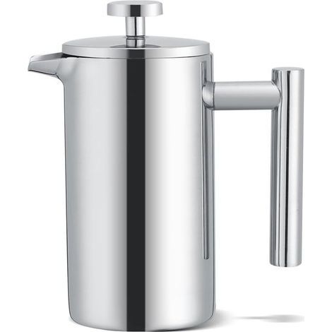 Cafetière à piston française petite 350 ml/12 oz, cafetière en acier inoxydable à paroi double isolée, presse à café avec système de filtration à 3 niveaux, (1 tasse)