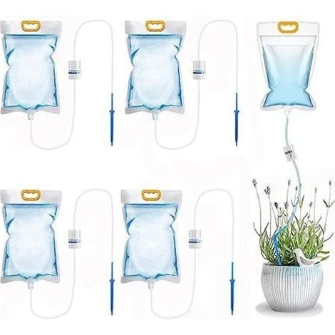5er-Pack Tropfbewässerungsbeutel mit einstellbarem Durchfluss, 3,5-Liter-Automatikbewässerungssystem für Zimmer- und Gartenpflanzen (1/5)