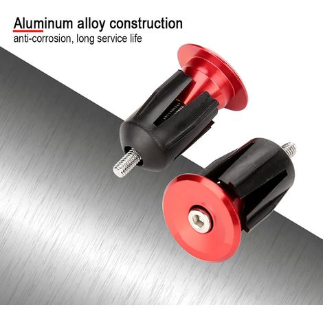 1 paire de bouchons d'embout de guidon en alliage d'aluminium pour vélo (rouge) (1/5)