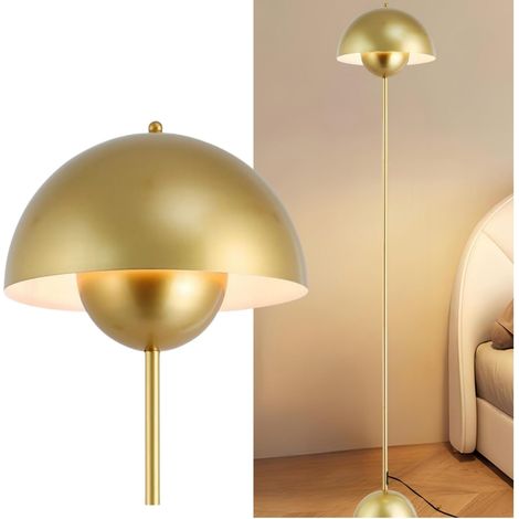 ALPINALUZ Lámpara de Pie de Diseño Nórdico Clásico on Pantalla y base Parabólica Casquillo E27 para Salón Comedor Dormitorio Negro Dorado (1/5)