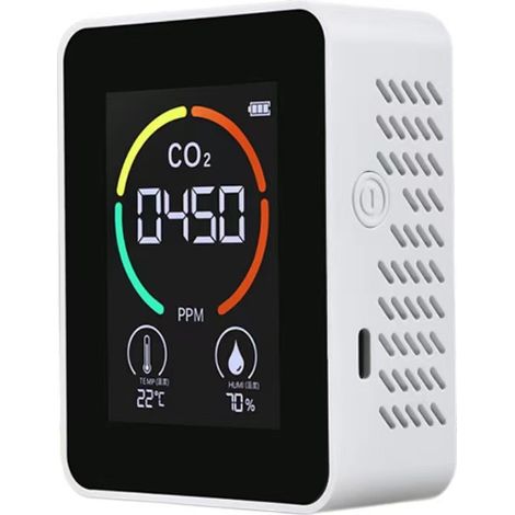 Moniteurs de dioxyde de carbone et d'air - détecteurs de dioxyde de carbone - moniteurs de température et d'humidité - mesure rapide du dioxyde de carbone blanc