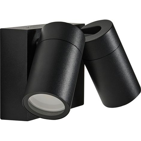 Outdoor Wall Lamp Black Aluminium 2 Spotlights Modern Outdoor Lighting HOLMS (1/5)