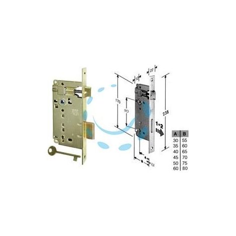 SERRATURA A BUSSOLA PATENT DA INFILARE BORDO QUADRO OTTONATO - mm.45 (B.00592.45.03)
