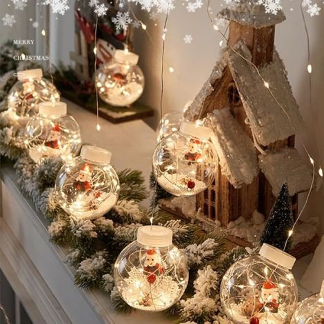Guirlande Lumineuse Rideau Boule Lampe Décoration De Noël Arbre De Noël LED Rideau Lumière-Snowman - blanc chaud (1/4)