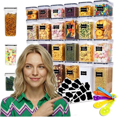 Set mit 24 BPA-freien, luftdichten Lebensmittelbehältern für die Küche