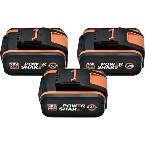 Batterie, capacité 8000mAh, compatible avec les outils Worx, 20V 8.0Ah X 3 (1/2)