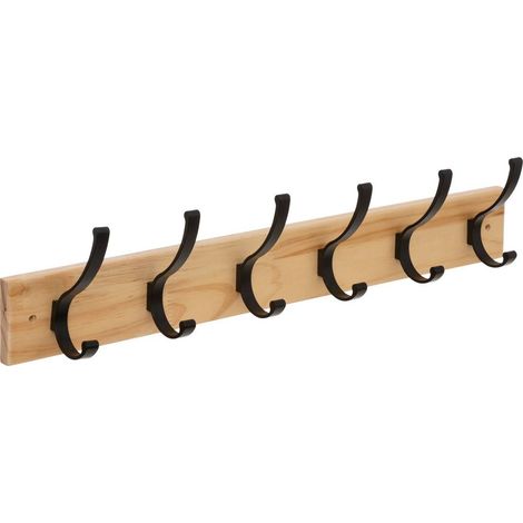 Wandhaken für den Flur aus Holz, 6 Metallhaken (1/3)