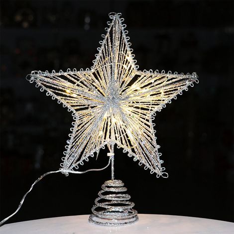 Étoile De Noël Éclairée - Étoile En Fer Avec LED Pour Sommet D'Arbre De Noël - Décoration Intérieure - 25 cm - 1 Pièce (1/5)