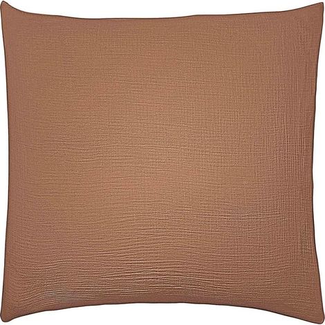 Taie d'oreiller Unie en Gaze de Coton, TENDRESSE - 65 x 65 cm - Marron Mocha - Gaze de Coton - - Entretien Facile (1/5)