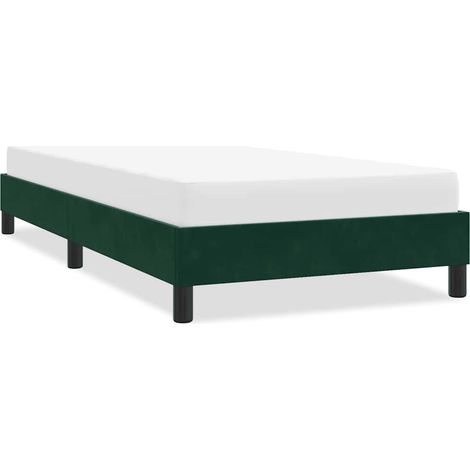 Cadre de lit avec sommier à lattes en velours vert foncé 100 x 210 cm sans matelas - PANGIVO (1/5)