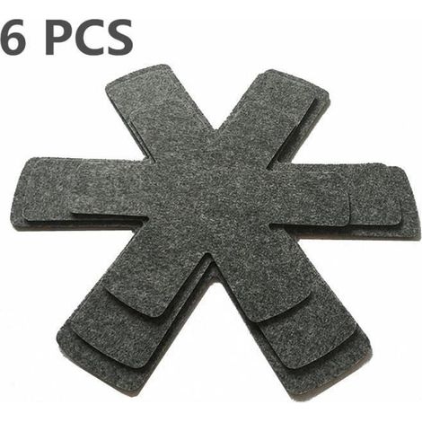 6 Pcs Protège poêles et séparateur de casseroles Gris (1/4)
