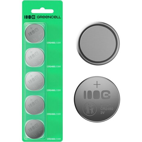 Pila de botón Green Cell Blister 5X de litio CR2450 de 3 V y 600 mAh