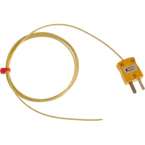 Thermocouple type Type K, L 3m, +350°C max à Fiche mâle miniature ( Prix pour 1 )