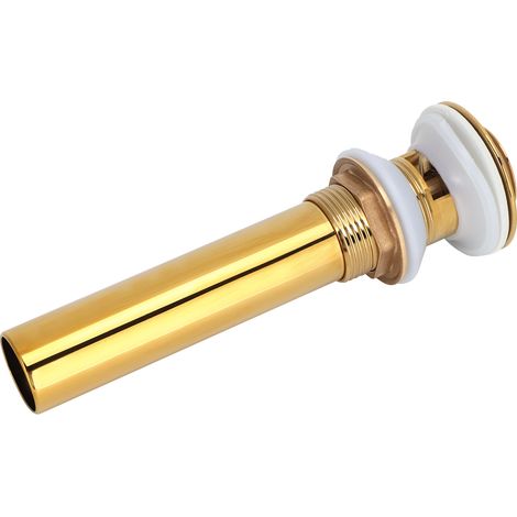 Bonde de lavabo dorée sans trop-plein, bouchon anti-obstruction pour robinet de salle de bain et lavabo avec trou (1/5)