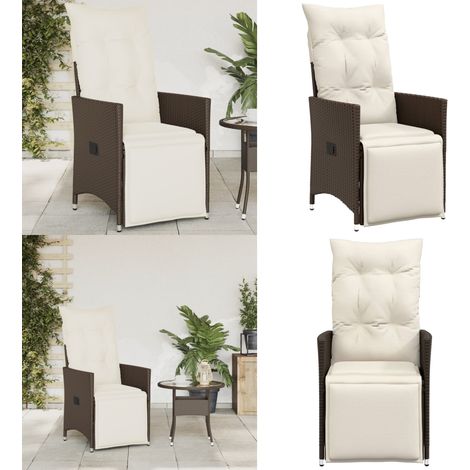 Gartensessel Verstellbar mit Kissen Braun Poly Rattan - Gartenstuhl - Relaxsessel - Loungesessel - Outdoor Möbel - Gartenlounge - Home & Living (1/5)
