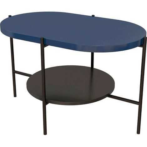 Table basse Arena 80 x 50 x 50 cm Bois - Bleu marine, base noire (1/4)