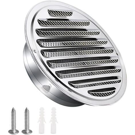Houhence – Grille d'aération inox 100mm – Protection intempéries – Lamelles anti-pluie et moustiquaire – Fixation par vis et boucle – Pour ventilation intérieure/extérieure (1/5)