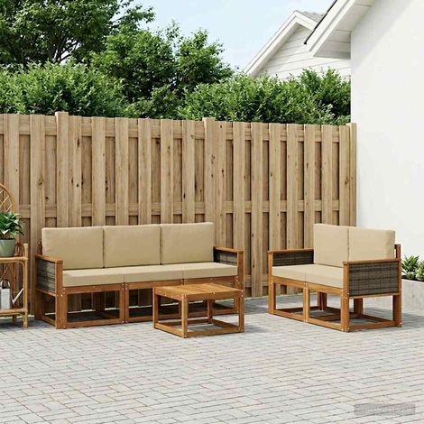 vidaXL Outdoor-Sofagarnitur mit Kissen 6 pcs Natur (1/5)