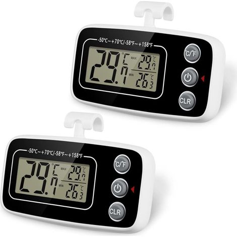Thermomètre de Réfrigérateur, 2pcs Thermomètre étanche Pour Congélateur aec Crochet Fonction D'enregistrement Max/Min Affichage ACL (1/5)