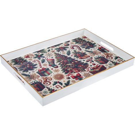 ARPIMEX Vassoio Decorato Natalizio 48 x 35 Cm Legno Multicolor