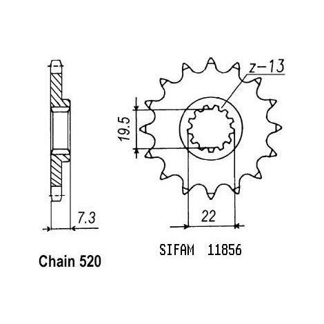 Pignon Dr 250 S 1982-1988 - 520 - 14 Dents - Similaire JTF434