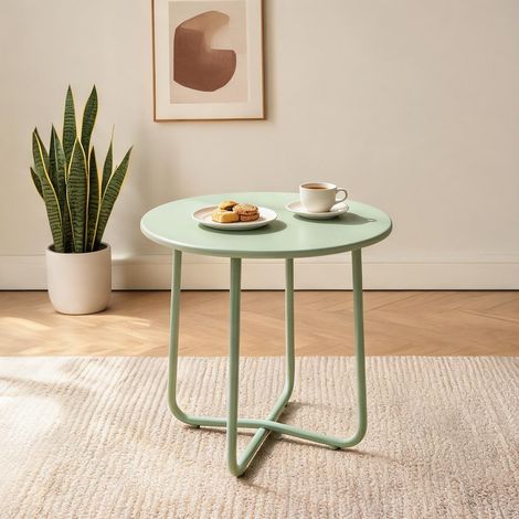 Table basse coloris vert en métal 48 x 48 x 50 cm (1/5)