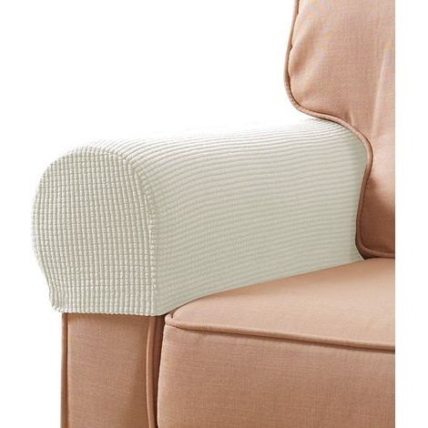 White Armchair Covers Set of 2 Stretch Spandex Fabric Armrest Covers Waterproof Non-Slip for Armchai (1/5)