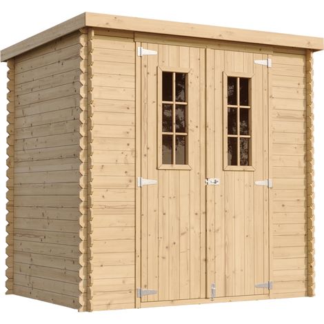TIMBELA M311C+M311G Holzhaus Gartenhaus - Gartenschuppen Holz mit Boden Imprägnierte B204xL142xH200 cm/ 2,22 m2 Lagerschuppen für Garten - Fahrrad Schuppen - Wasserfestes Dach