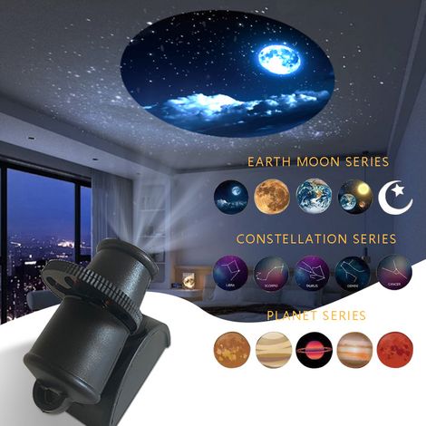 Proyector de cielo estrellado recargable por USB, creativo proyector de estrellas polares, luz ambiental, lámpara de mesita de noche, luz nocturna (1/2)
