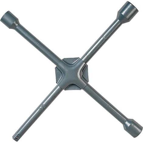 1 - Clé En Croix - Douille Métal - Fixe Renforcée - Pour Roues De Véhicule - Finition Satinée - 35,5x17x19x21 cm