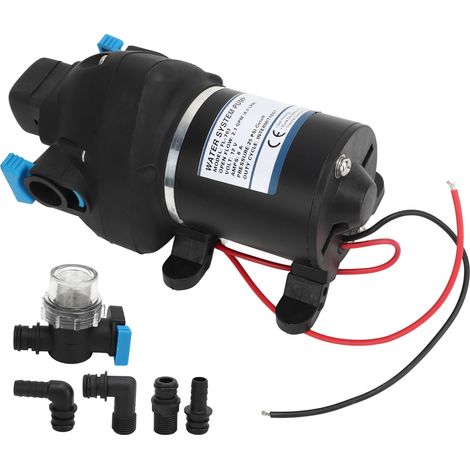 Pompe à eau à membrane haute pression micro surpresseur 2.1GPM 8LPM 12V CC 25psi pour brumisation domestique, caravane, bateau, marine (1/5)